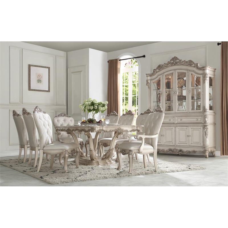 Pemberly Row Upholstered Tufted Arm Chair in Cream and Antique White Set of 2