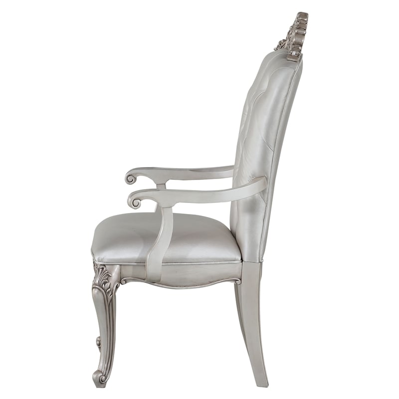 Pemberly Row Upholstered Tufted Arm Chair in Cream and Antique White Set of 2