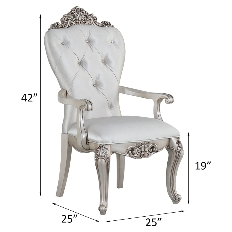 Pemberly Row Upholstered Tufted Arm Chair in Cream and Antique White Set of 2