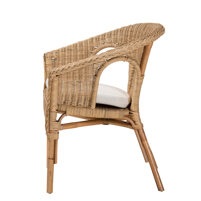 Pemberly Row Modern Bohemian Natural Brown Antique Rattan Dining Chair