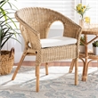 Pemberly Row Modern Bohemian Natural Brown Antique Rattan Dining Chair