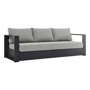 Pemberley Row Powder-Coated Aluminum Gray Outdoor Sofa Rectangular Weather-Resistant 89&quot Unassembled