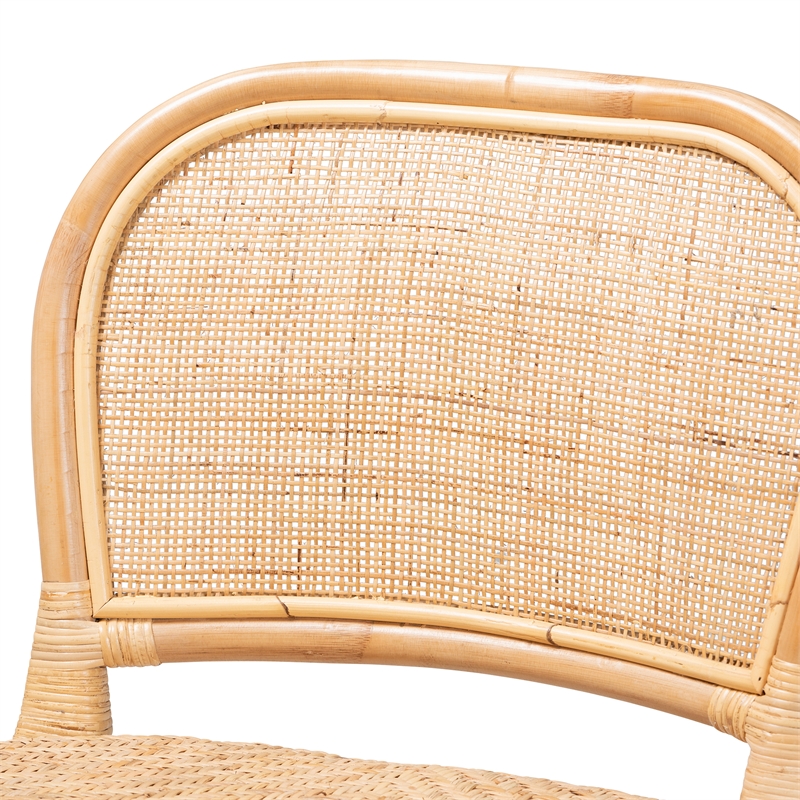 Pemberly Row Modern Bohemian Natural Brown Rattan Counter Stool