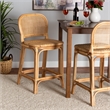 Pemberly Row Modern Bohemian Natural Brown Rattan Counter Stool