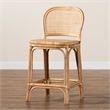 Pemberly Row Modern Bohemian Natural Brown Rattan Counter Stool