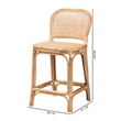Pemberly Row Modern Bohemian Natural Brown Rattan Counter Stool