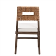 Pemberly Row Brown Mahogany Wood and Natural Rattan Dining Chair