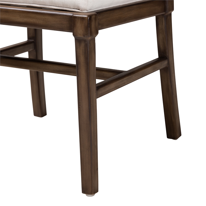 Pemberly Row Brown Mahogany Wood and Natural Rattan Dining Chair