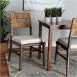 Pemberly Row Brown Mahogany Wood and Natural Rattan Dining Chair