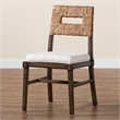 Pemberly Row Brown Mahogany Wood and Natural Rattan Dining Chair