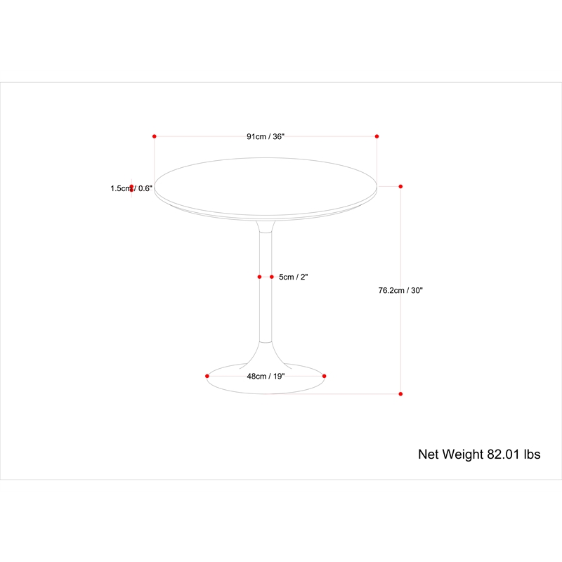 Pemberly Row 36 inch x 36 inch Round Contemporary Dining Table in White