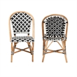 Pemberly Row French Black and White Weaving Natural Rattan Bistro Chair