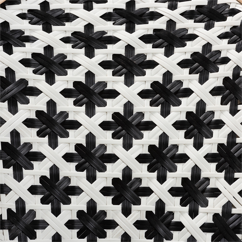 Pemberly Row French Black and White Weaving Natural Rattan Bistro Chair