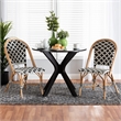 Pemberly Row French Black and White Weaving Natural Rattan Bistro Chair