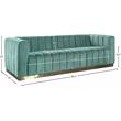 Pemberly Row Contemporary Velvet/Stainless Steel Sofa in Mint/Brushed Gold