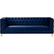 Pemberly Row Upholstered Contemporary Velvet and Iron Sofa in Navy