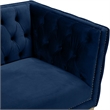 Pemberly Row Upholstered Contemporary Velvet and Iron Sofa in Navy