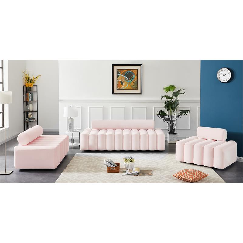 Pemberly Row Modern / Contemporary Upholstered Pink Velvet Sofa