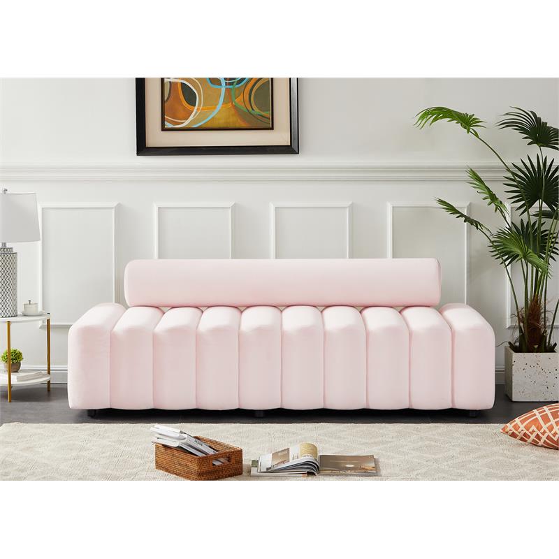 Pemberly Row Modern / Contemporary Upholstered Pink Velvet Sofa