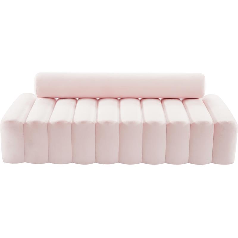 Pemberly Row Modern / Contemporary Upholstered Pink Velvet Sofa