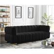 Pemberly Row Contemporary Velvet Sofa with 2 Sets of Legs in Black
