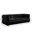 Pemberly Row Contemporary Velvet Sofa with 2 Sets of Legs in Black