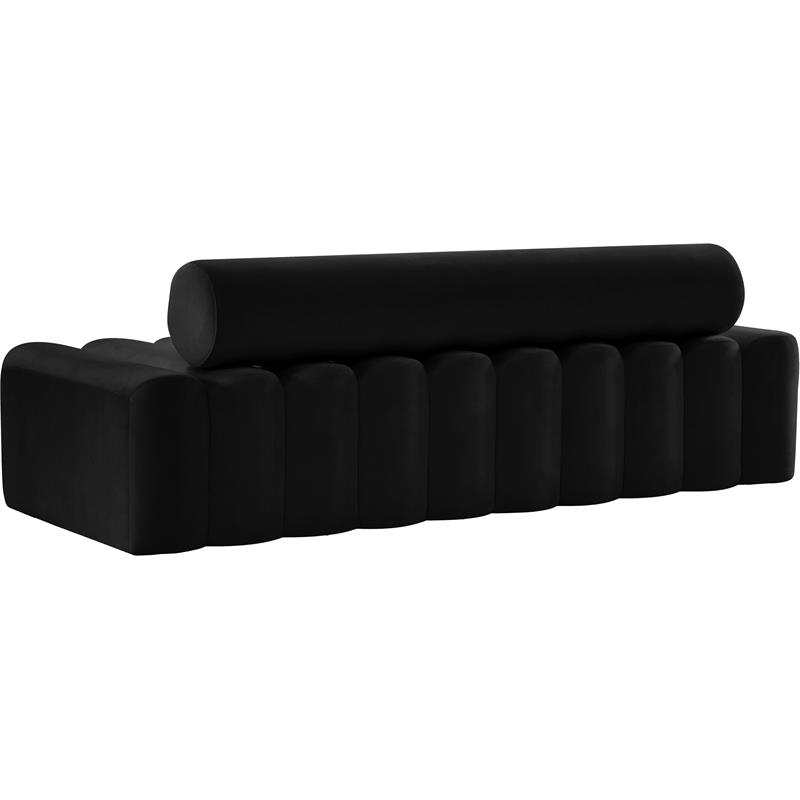 Pemberly Row Modern / Contemporary Upholstered Black Velvet Sofa