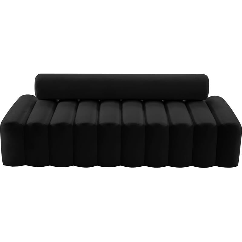 Pemberly Row Modern / Contemporary Upholstered Black Velvet Sofa