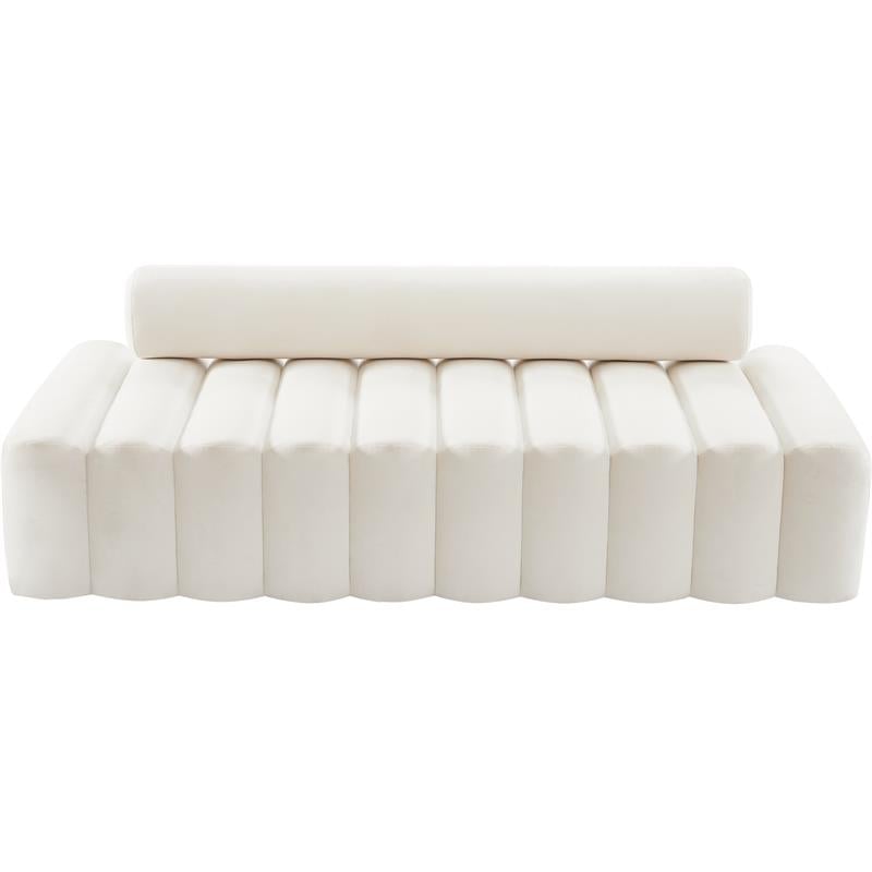 Pemberly Row Modern / Contemporary Upholstered Cream Velvet Sofa