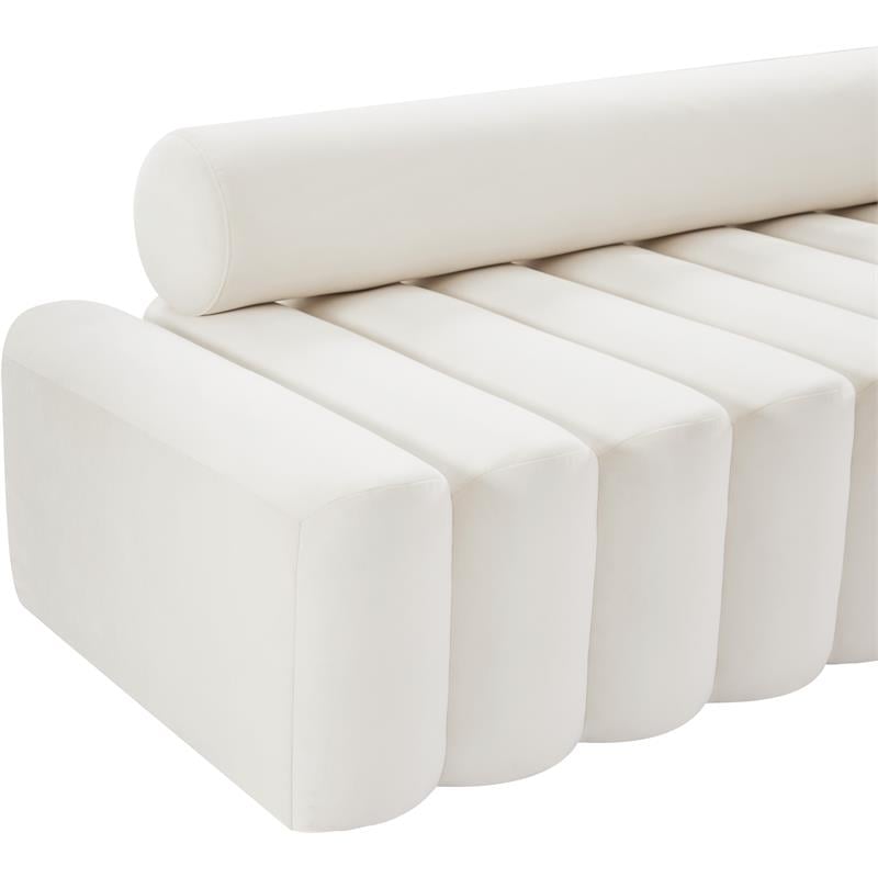 Pemberly Row Modern / Contemporary Upholstered Cream Velvet Sofa