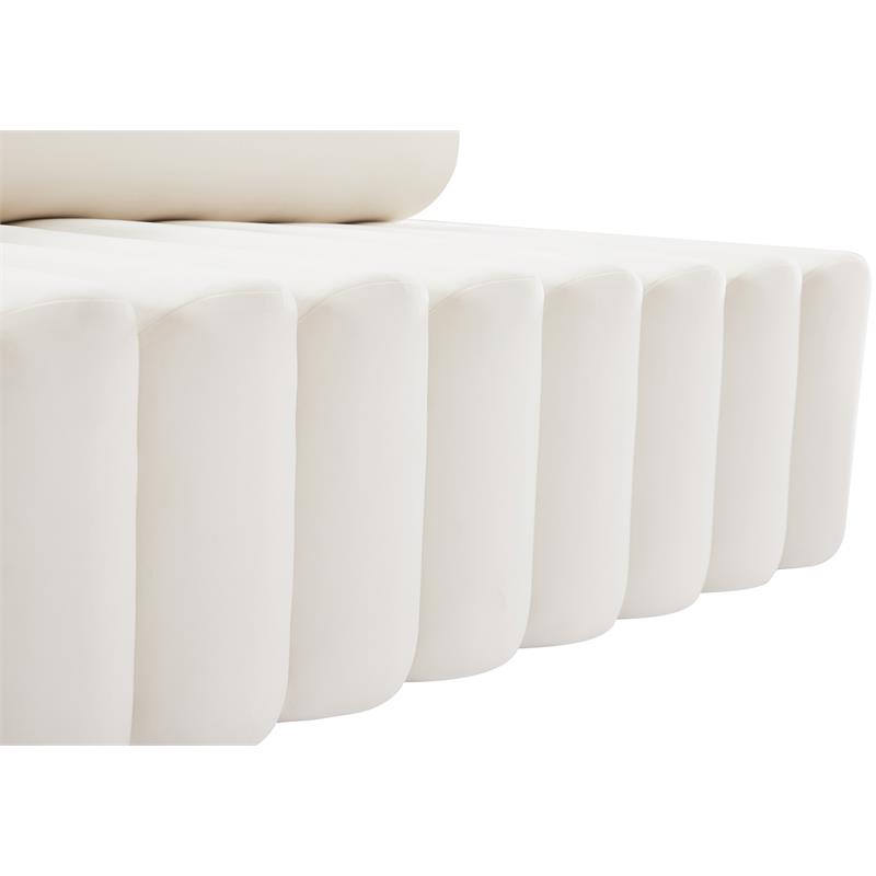 Pemberly Row Modern / Contemporary Upholstered Cream Velvet Sofa