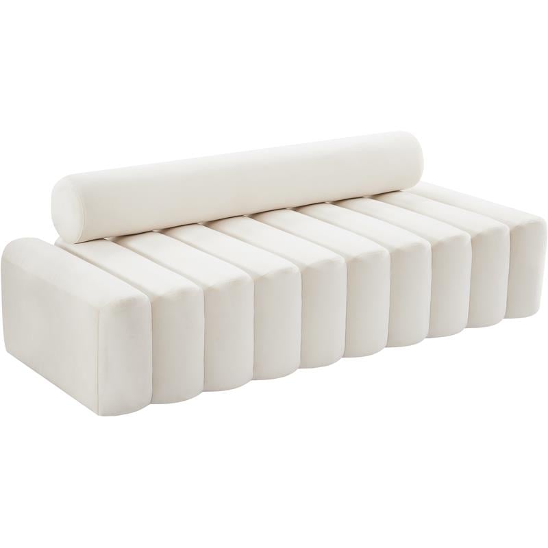 Pemberly Row Modern / Contemporary Upholstered Cream Velvet Sofa