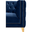Pemberly Row Contemporary Velvet and Iron Loveseat in Soft Navy