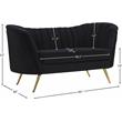 Pemberly Row Modern / Contemporary Black Finish Velvet Loveseat