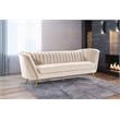 Pemberly Row Modern / Contemporary Cream White Finish Velvet Sofa