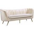 Pemberly Row Modern / Contemporary Cream White Finish Velvet Sofa