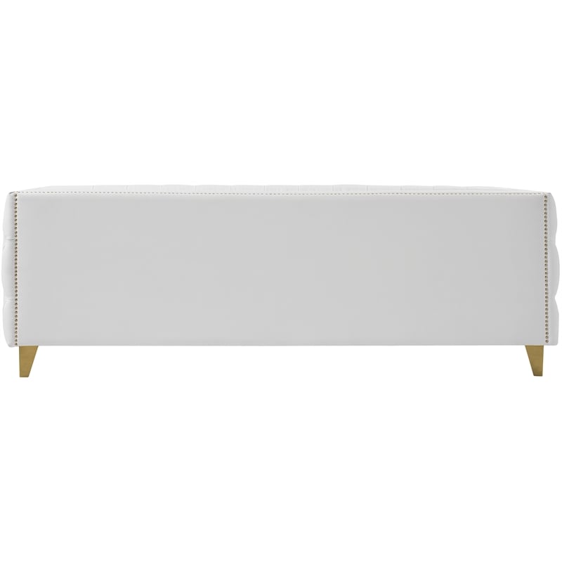 Pemberly Row Contemporary Faux Leather and Iron Sofa in White