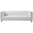 Pemberly Row Contemporary Faux Leather and Iron Sofa in White
