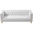 Pemberly Row Contemporary Faux Leather and Iron Sofa in White