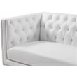Pemberly Row Contemporary Faux Leather and Iron Sofa in White