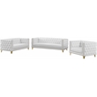 Pemberly Row Contemporary Faux Leather and Iron Sofa in White