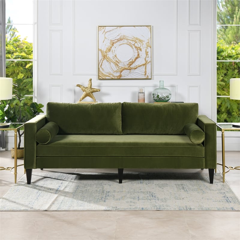 Pemberly Row Modern / Contemporary Lawson Sofa Olive Green Finish