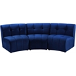 Pemberly Row Contemporary Modular Velvet Sofa with Deep Channel in Soft Navy