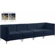 Pemberly Row Modern / Contemporary Navy Velvet Finish Modular Sofa
