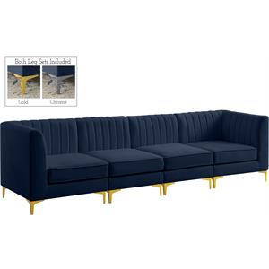 Pemberly Row Modern / Contemporary Navy Velvet Finish Modular Sofa