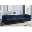 Pemberly Row Modern / Contemporary Navy Velvet Finish Modular Sofa