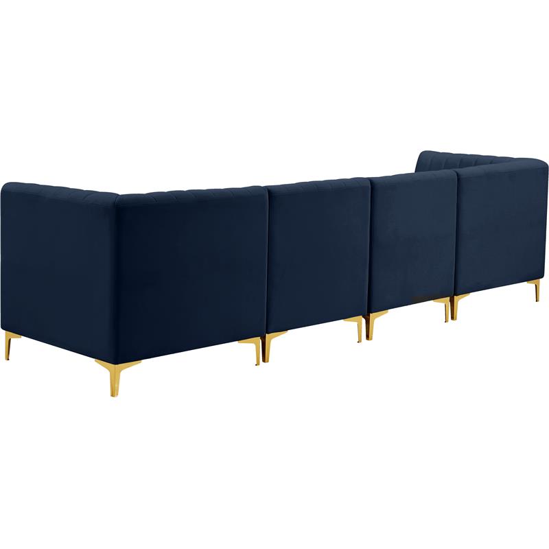 Pemberly Row Modern / Contemporary Navy Velvet Finish Modular Sofa