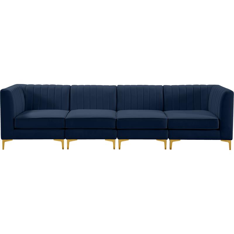 Pemberly Row Modern / Contemporary Navy Velvet Finish Modular Sofa