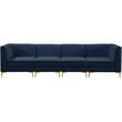 Pemberly Row Modern / Contemporary Navy Velvet Finish Modular Sofa