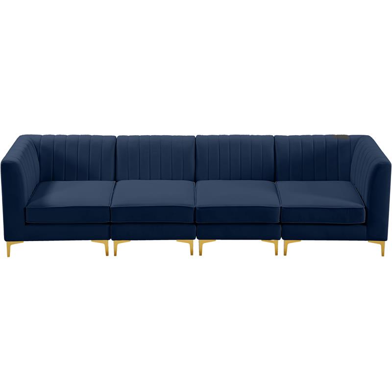 Pemberly Row Modern / Contemporary Navy Velvet Finish Modular Sofa